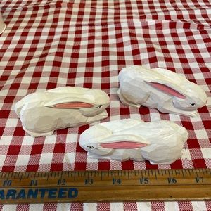 Three Pieces White Carved Rabbit decor by Pier One
